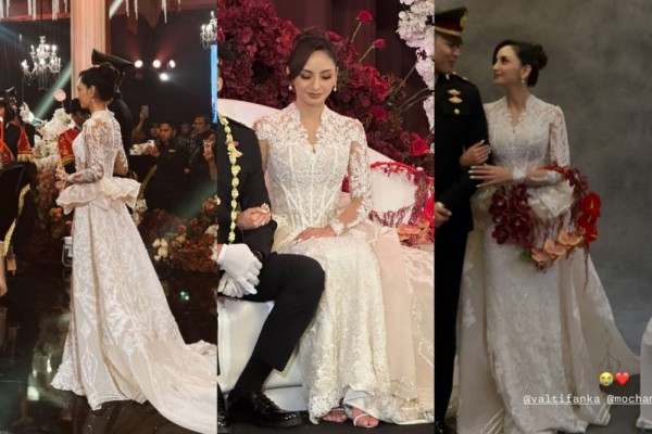8 Gaya Elegan Gaun Pernikahan dan Rias Wajah Valerie Tifanka, Seperti Ratu!