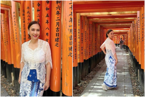 7 Potret Ira Wibowo pakai Kebaya saat Jalan-jalan di Kyoto, Anggun!