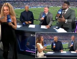 Kate Abdo subbed off during CBS Sports’ Champions League final show Kate Abdo subbed off during CBS Sports’ Champions League final show