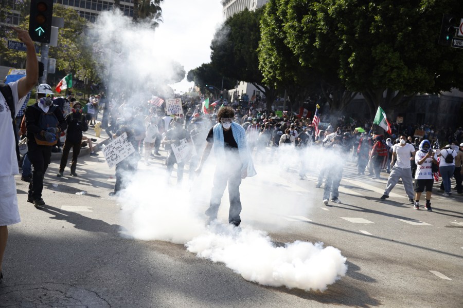 L.A. Police Use Tear Gas and Rubber Bullets to Disperse Protesters Downtown