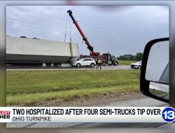 2 Hospitalized After Spectacular Semi-Truck Tipover Crashes Rock Ohio Turnpike 2 Hospitalized After Spectacular Semi-Truck Tipover Crashes Rock Ohio Turnpike