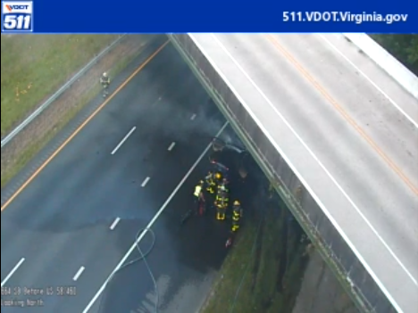 Fire Forces Closure of I-664 Near Joliff Road in Chesapeake