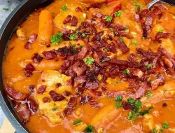 Cozy Creamy Pork Stew with Sun-Dried Tomatoes & Bell Pepper