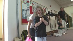 4-Year-Old VT Girl Brings More Than Skill to Taekwondo Class