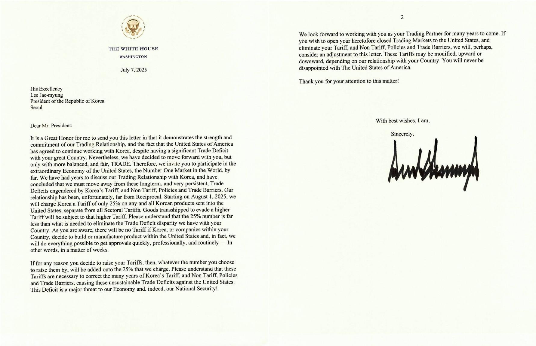 Trump Imposes Broad Tariffs on South Korea, Challenging Seoul to React