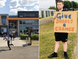 Students protest school dress code outside secondary school in Ireland Students protest school dress code outside secondary school in Ireland
