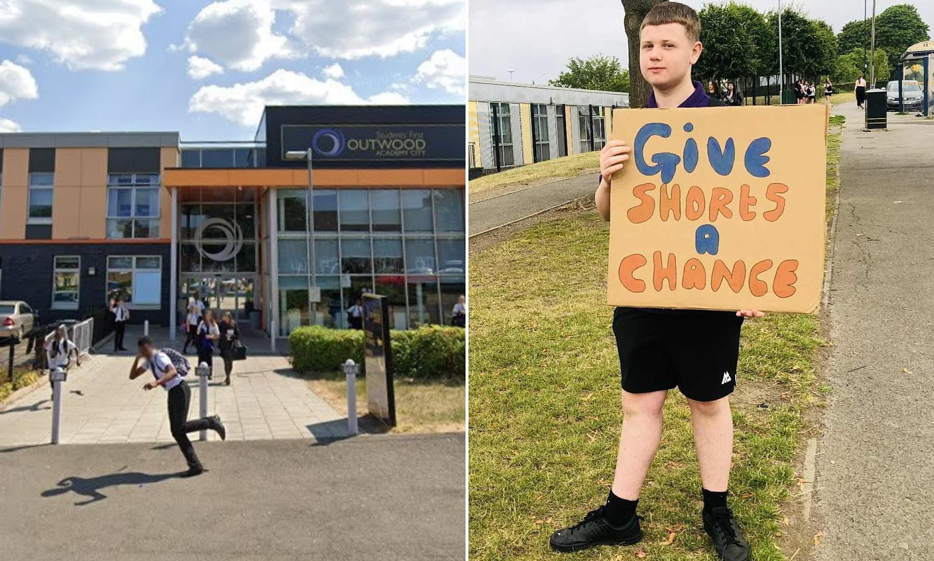 Students protest school uniform policy outside secondary school