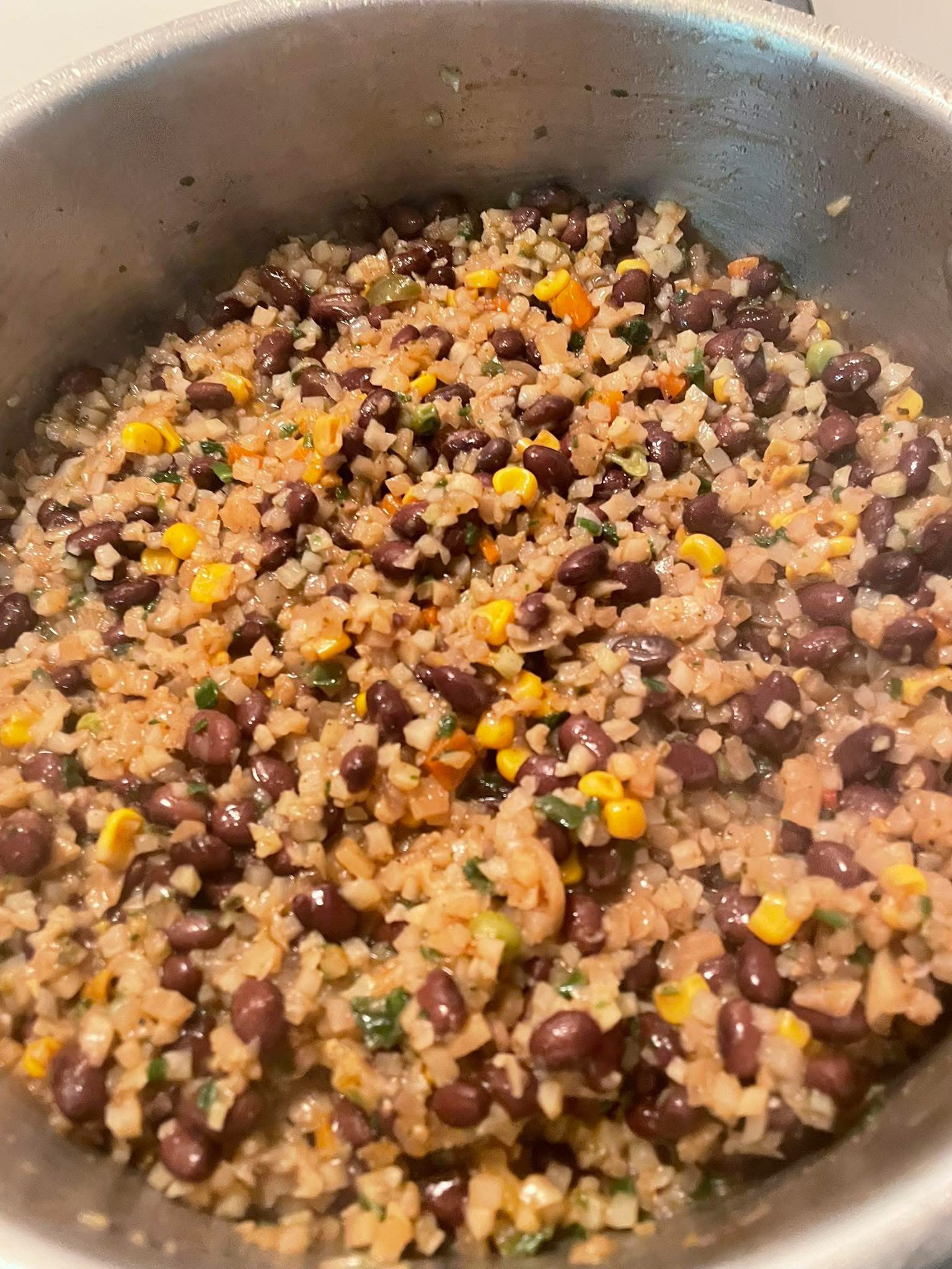 Crispy Cauliflower Fried Rice with Black Beans and Veggies