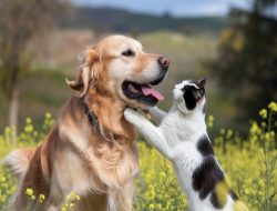 Polka-Dot Cat Pitches In for Dog Brother’s Belly Rub in Dream Teamwork