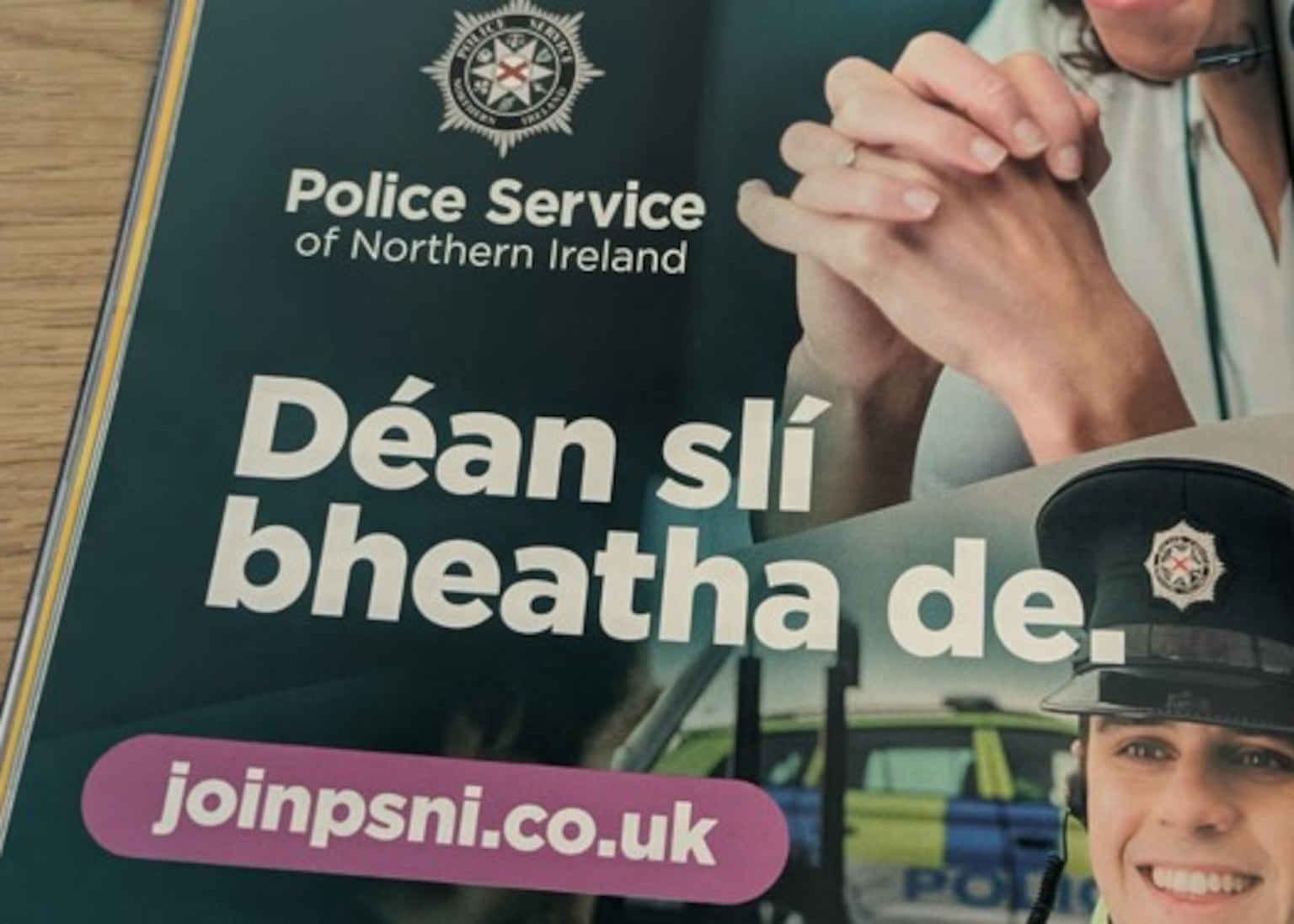 PSNI Irish Language Recruitment Ad in Hurling Final Edition