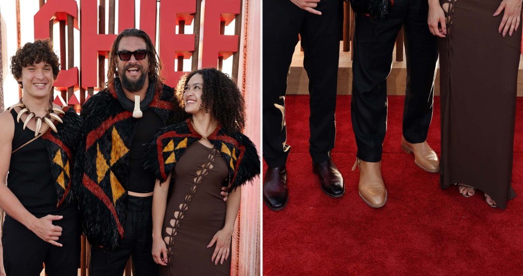 Jason Momoa and Kids Rock Earth-Toned Footwear at ‘Chief of War’ Premiere