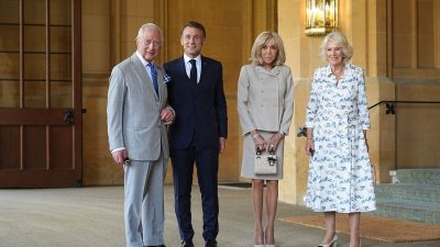 Charles says emotional goodbye to President Macron