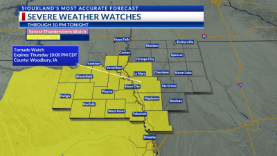 Severe Storm Alerts and Tornado Watches Active in Siouxland