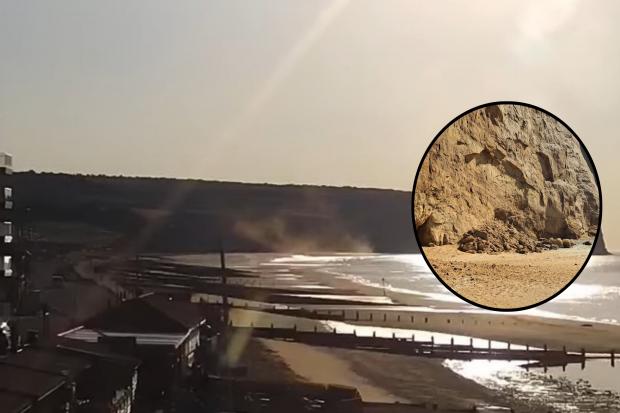 Sediment Still Sliding from Beach Cliff After Morning Slip