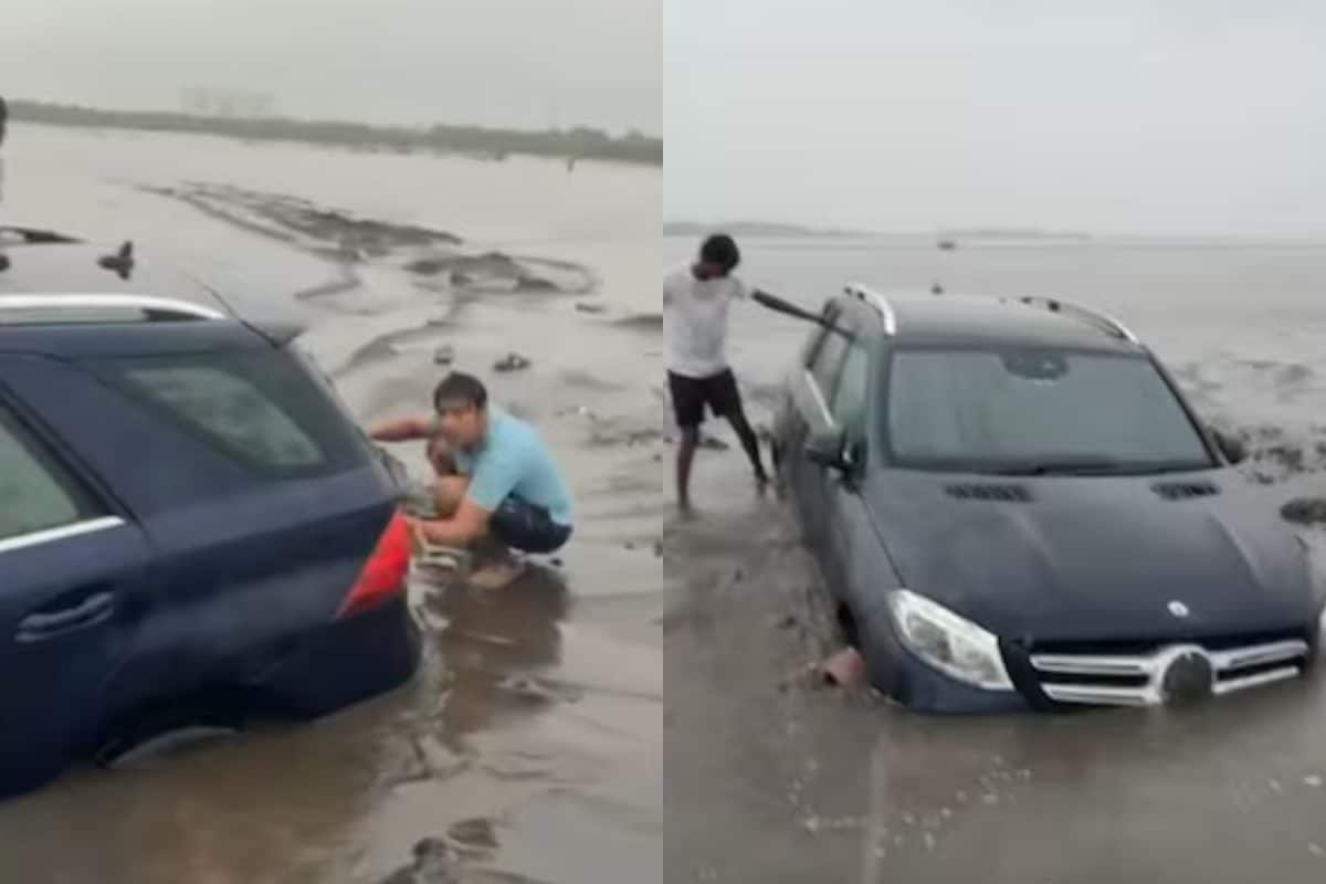 Mercedes Stuck in Sand at Surat’s Dumas Beach | Watch the Fiasco