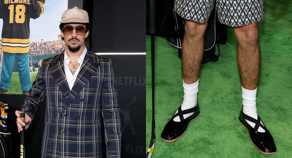 Bad Bunny Shines in Dries Van Noten Slippers at ‘Happy Gilmore 2’ Premiere