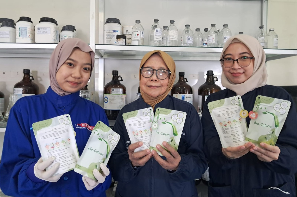 Bio-Galvera, Masker Alami dari Cangkang Telur dan Lidah Buaya Karya Mahasiswa UM Surabaya
