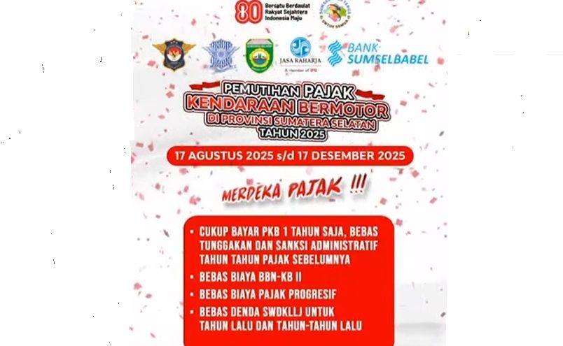 Sumsel Gelar Pemutihan Pajak Kendaraan, 4 Keringanan untuk Penunggak