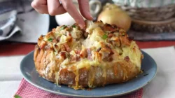Tartiflette-style stuffed hedgehog bread